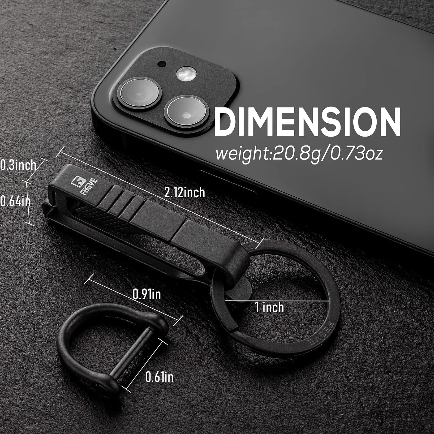 TC4 Titanium Belt Key Clip, Belt Key Holder with Removable Key Ring | CNC Integrated Molding, Rustproof, Anti-Deform