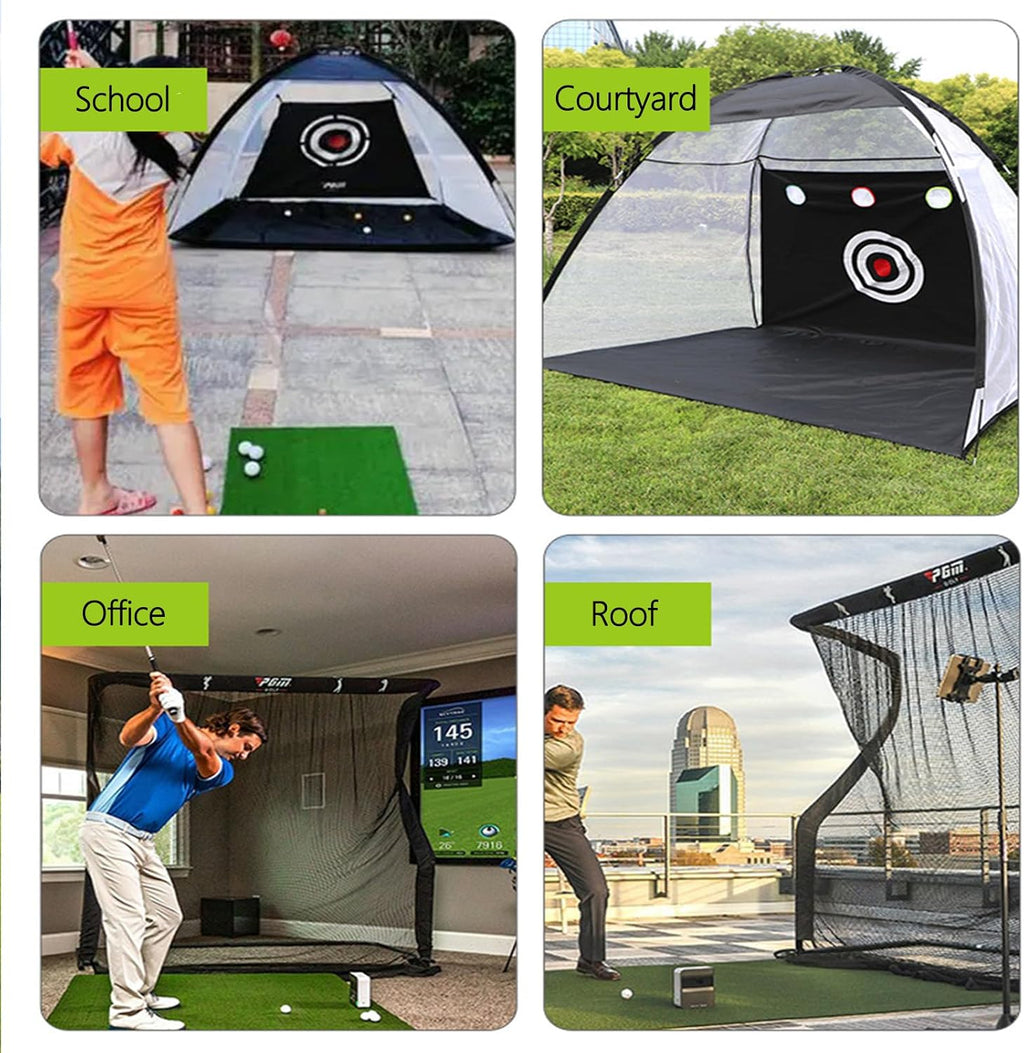 Golf Net, 10x7ft Golf Practice Net with Foldable Tri-Turf Mat