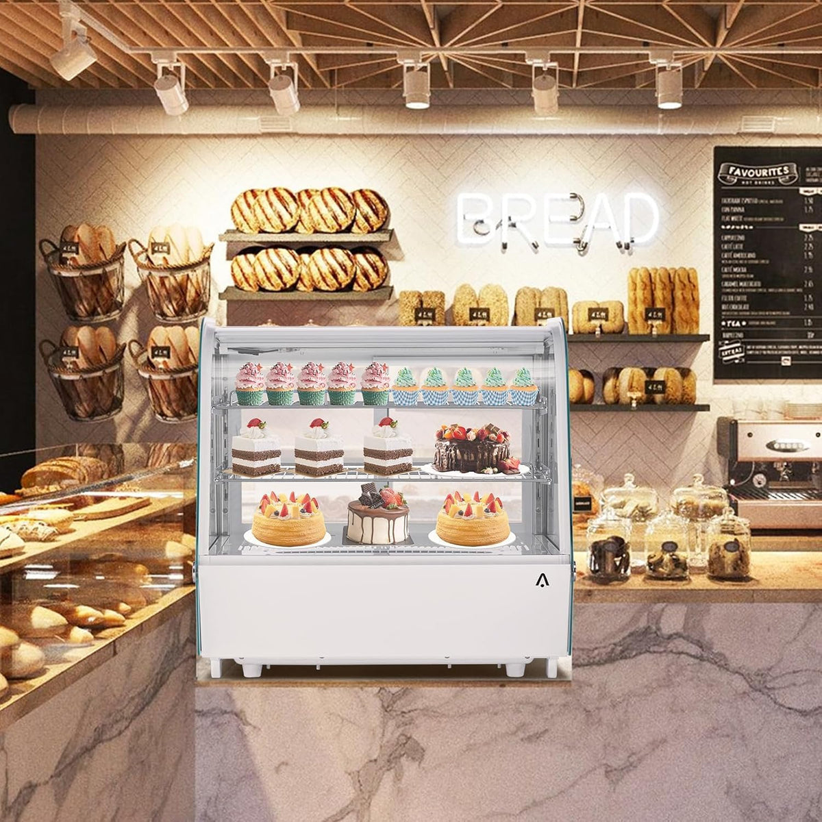 Commercial Refrigerator Display Case, 4.2 Cu.Ft. Refrigerated Display Case, Cake Fridge Countertop Pastry Display
