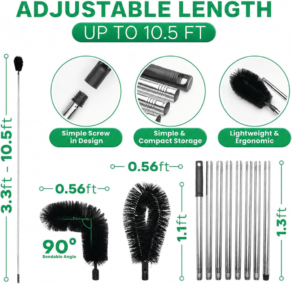 Premium 10.5 ft Gutter Cleaning Tools From The Ground Adjustable Gutter Cleaning with Pole No Ladder Needed Long