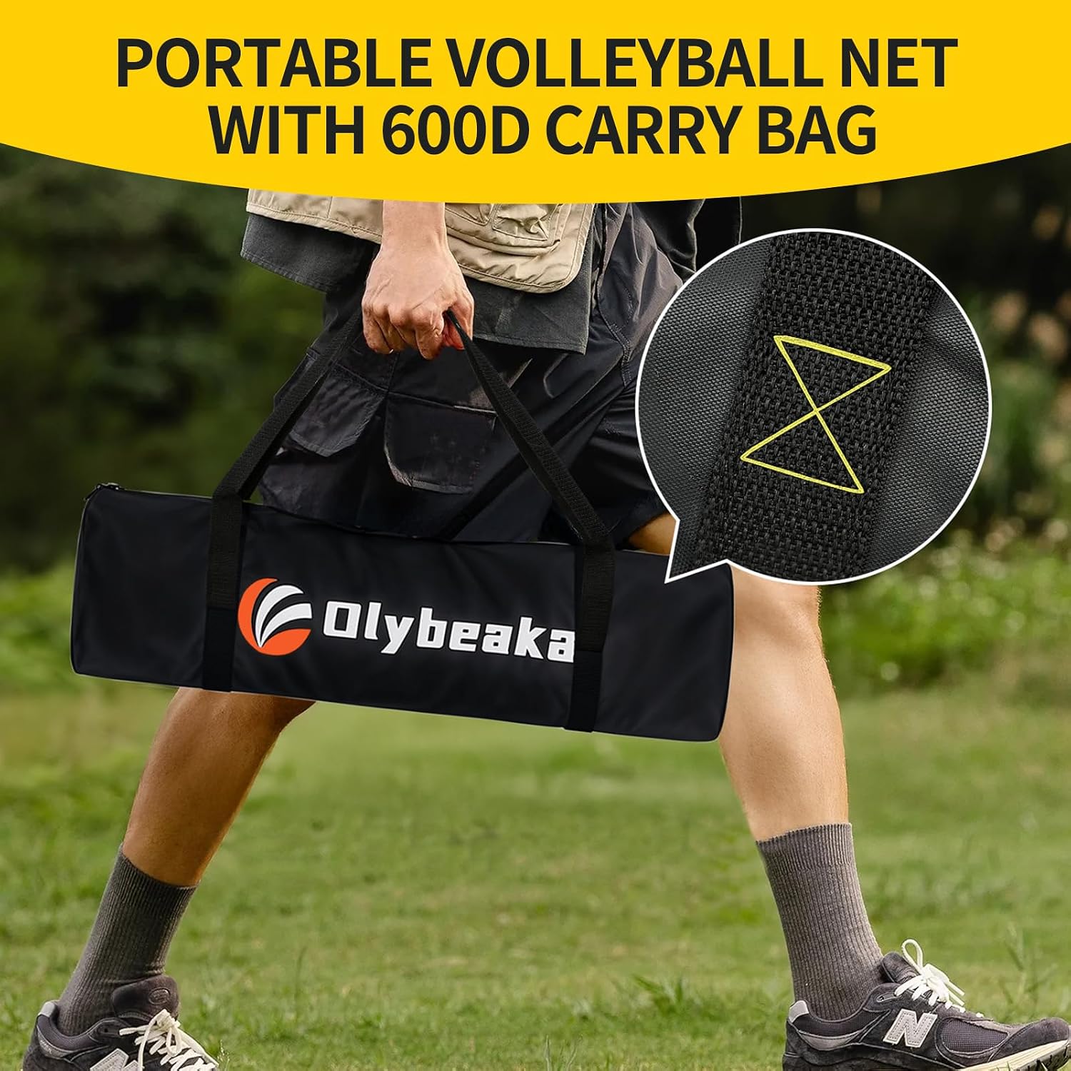 Portable Outdoor Volleyball Net Set 20FT / 32FT, 4 Adjustable Heights | Complete Volleyball System with PE Net, PU