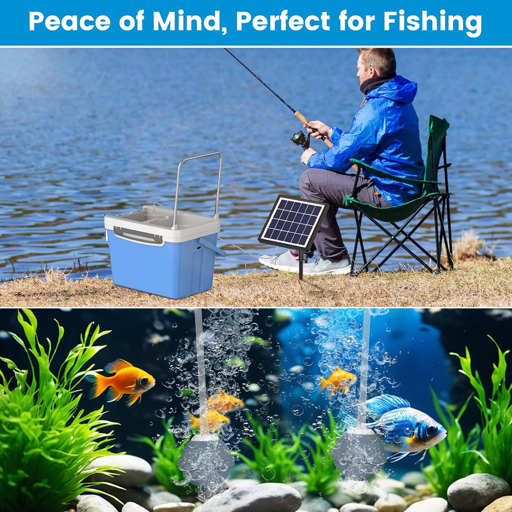 3W Solar Pond Aerator with 2200mAh Battery Backup, All-in-One Solar Air Pump, 24/7 Continuous Oxygenation, Quiet