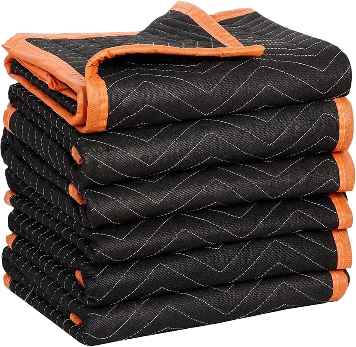 Heavy Duty Padded Moving Blankets, Orange/Black, 72” x 80”, 6 Pack