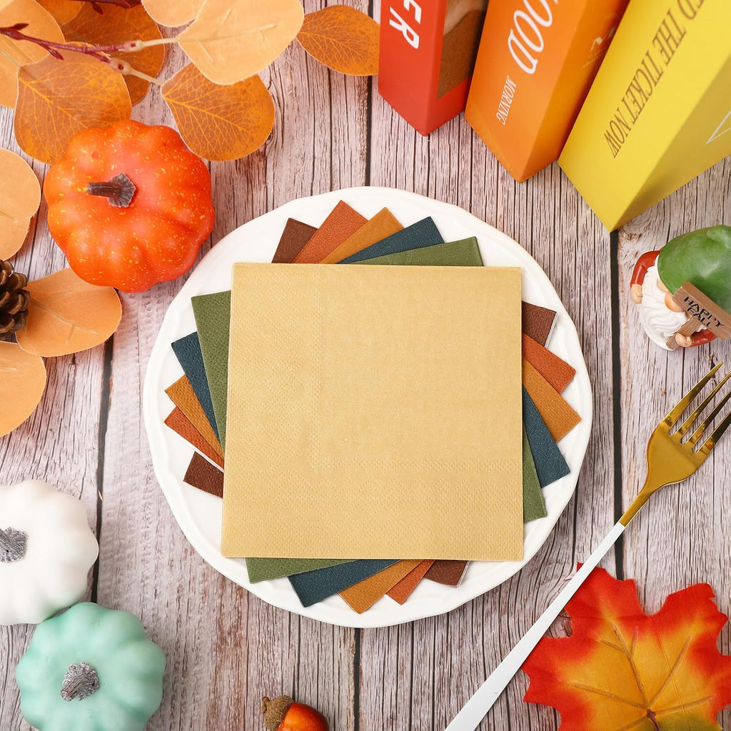120 Pack Fall Cocktail Napkins Disposable Paper Beverage Napkins