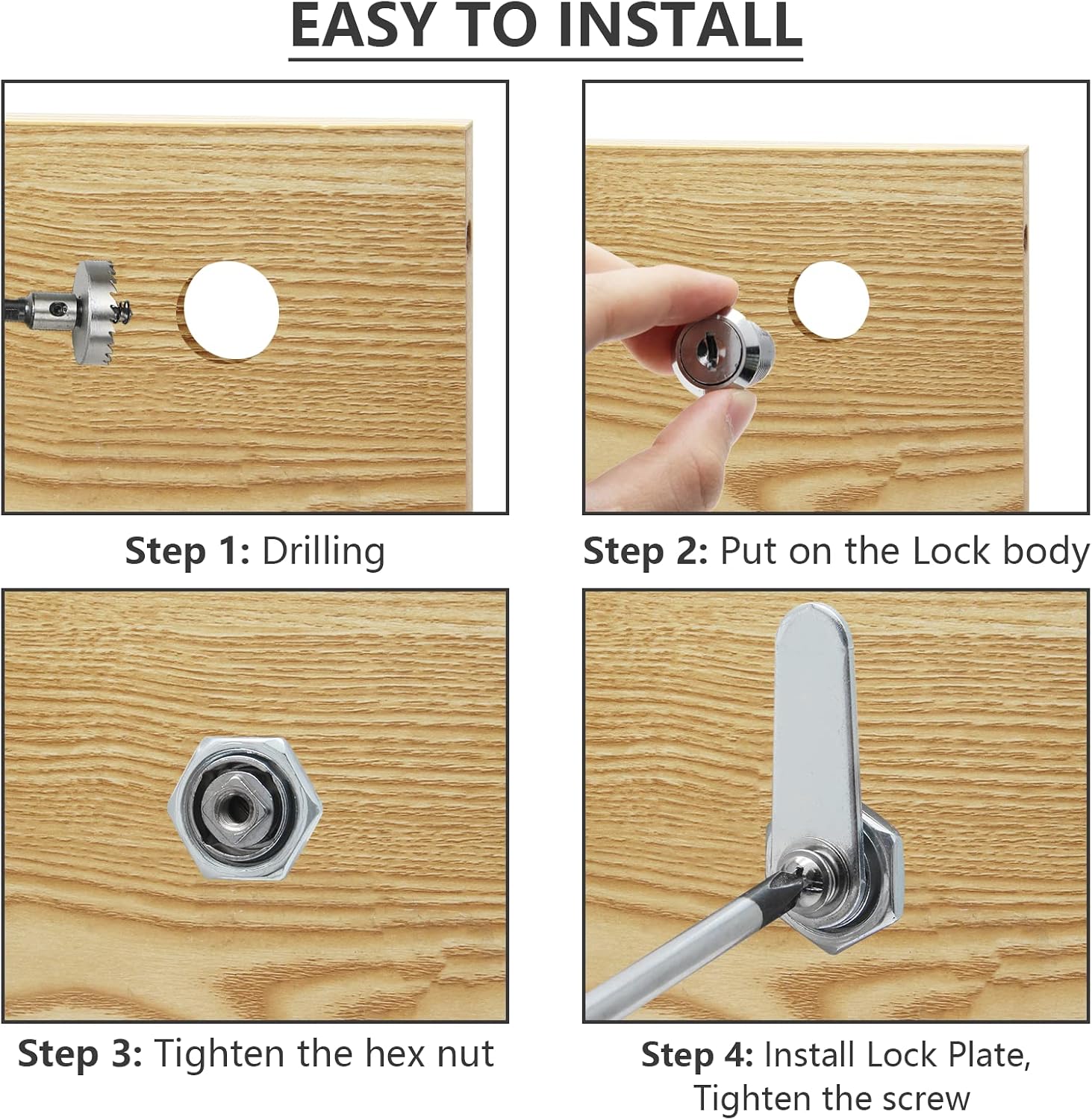 6 Pack Cabinet Cam Locks Keyed Alike, 1" (25mm) Cam Lock Set | Camlock, Tumbler Locks for Cabinets Drawers Mailbox