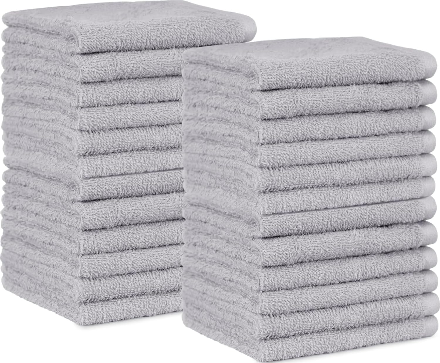 Highly Absorbent Fast Drying 100% Cotton Washcloths for Bathroom and Face, Machine Washable, 12 x 12 in, Gray, 24-Pack