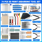74 Pcs 3D Printer Tool Kit with Deburring Tool for FDM/SLA Printers | 3D Printer Accessories Includes 2 Countersink