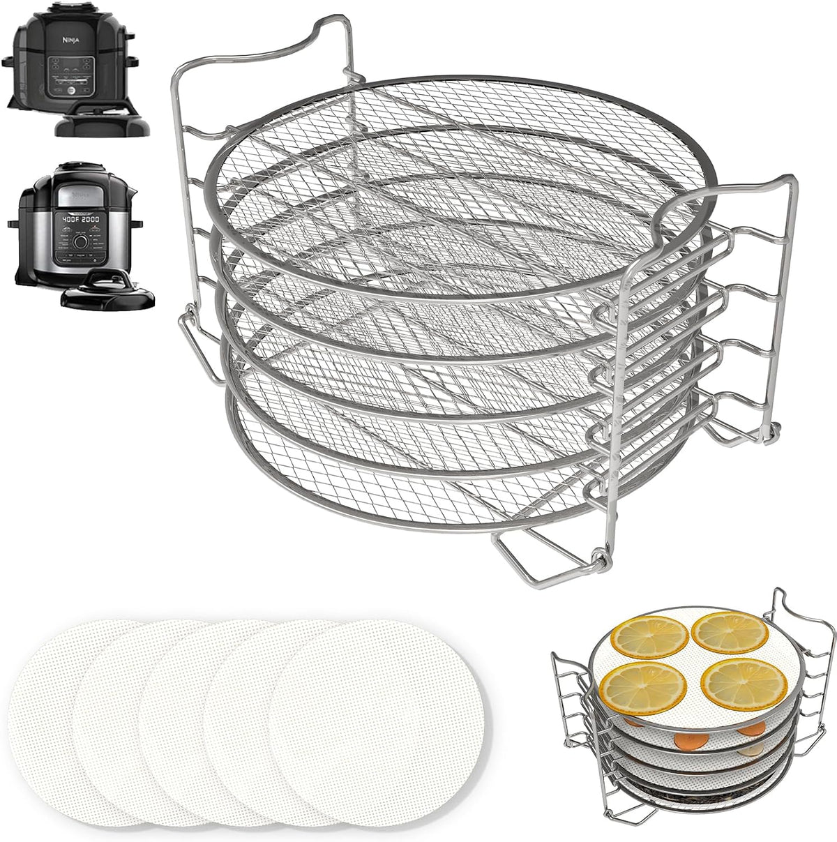 Foodi Dehydrator Rack & Dehydrator Sheets for Ninja Foodi Air Fryer 8 Quart