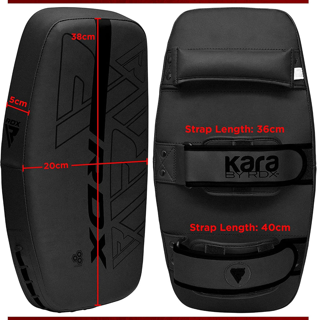 Thai Pads Curved Kickboxing Muay Thai with Solid Handle Grip, Maya Hide Leather KARA Strike Shield for Knees Elbows