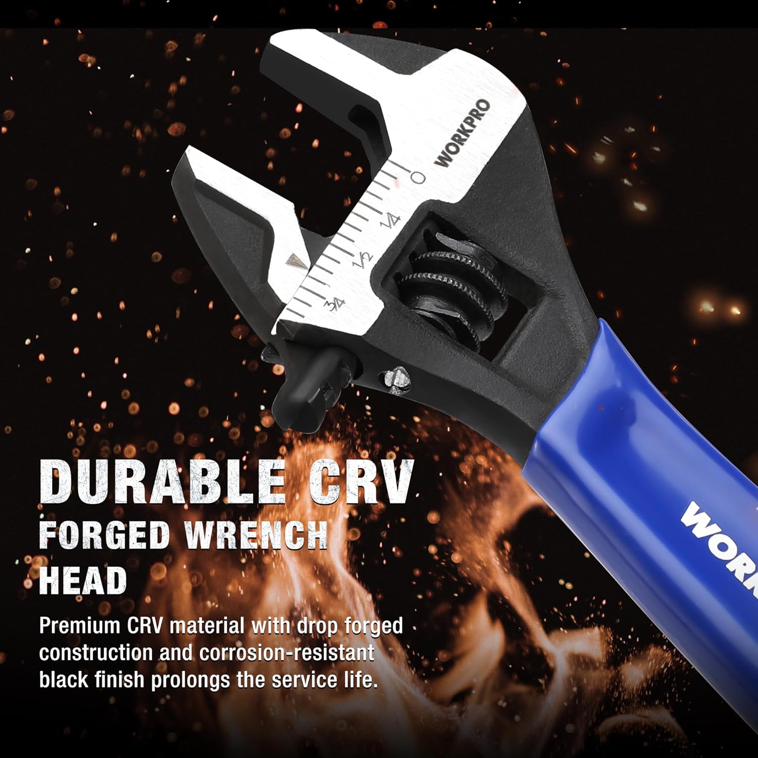 4-Inch Mini Adjustable Wrench, Cr-V Steel Wide Jaw Black Oxide Wrench for Small Nuts, Metric & SAE Scales