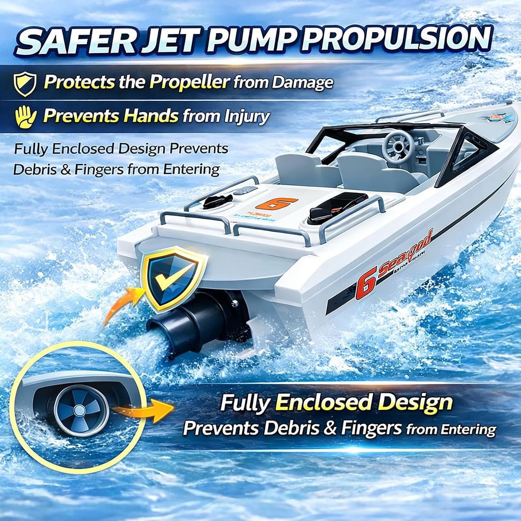 Small Jet Propulsion RC Boat with Brushless Motor for Beginner & Kid | Mini Yacht-Style, Remote Control Boat for Kid