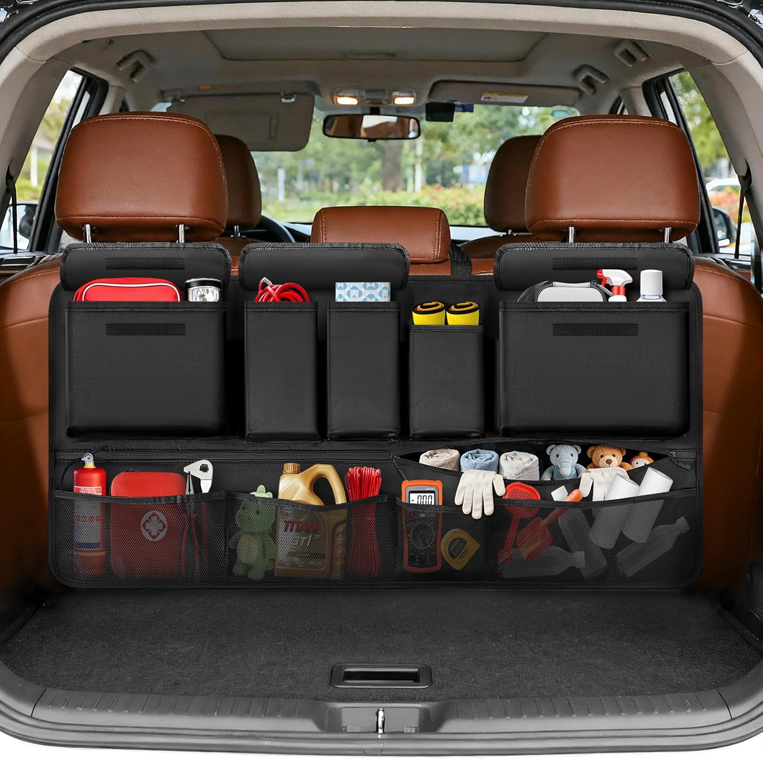 Trunk Organizer for SUV, 35.5" x 18.2" Large Capacity Car Organizers and Storage, Backseat Hanging Storage Bag with