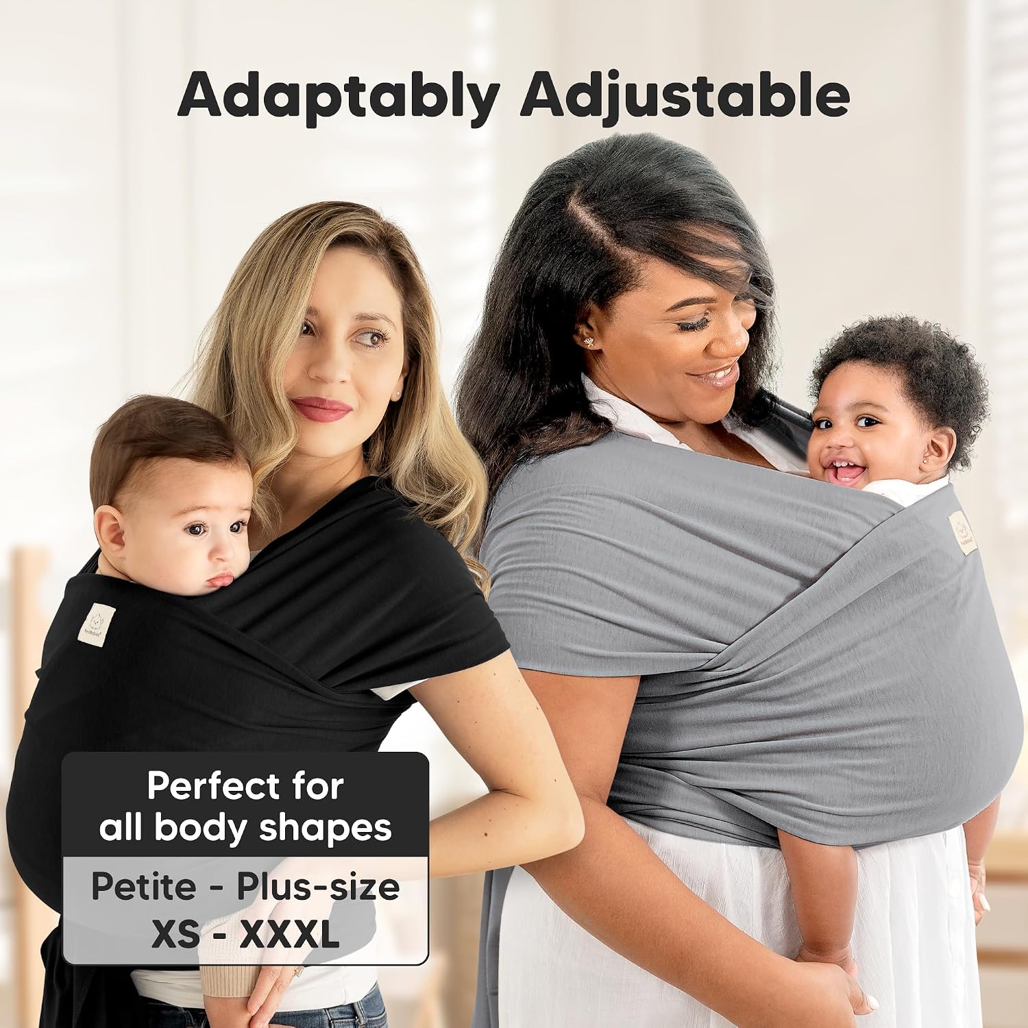 Baby Wrap Carrier, All in 1 Original Baby Carrier (Stone Gray) | Newborn to Toddler Sling, Easy to Wear, Hands Free