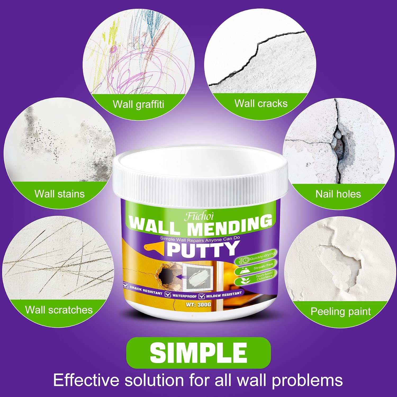 Drywall Repair Kit, 10.5oz Wall Spackle Paste,Drywall Hole Patch Repair Kit | For filling nail holes and crack on