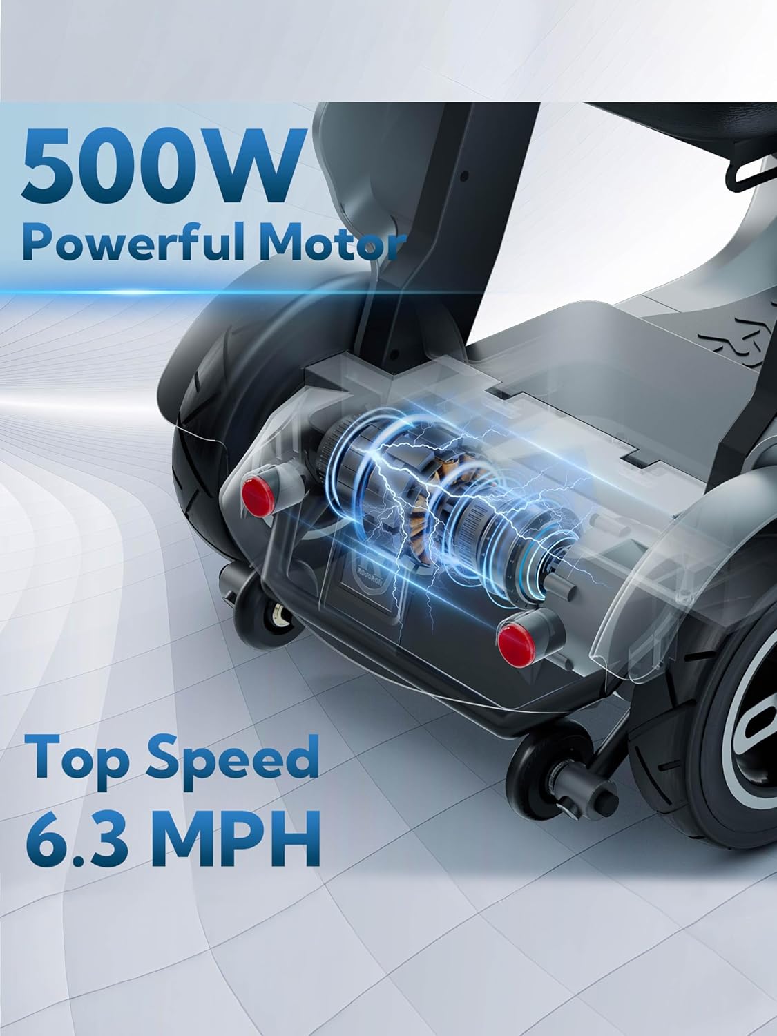 Mobility Scooter for Seniors & Adults, 4 Wheel Foldable Electric Powered Wheelchair Device, 500W Motor, 35 Miles Long