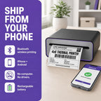 4x6 Thermal Label Printer - Bluetooth, Wireless, 2 Extra Label Rolls