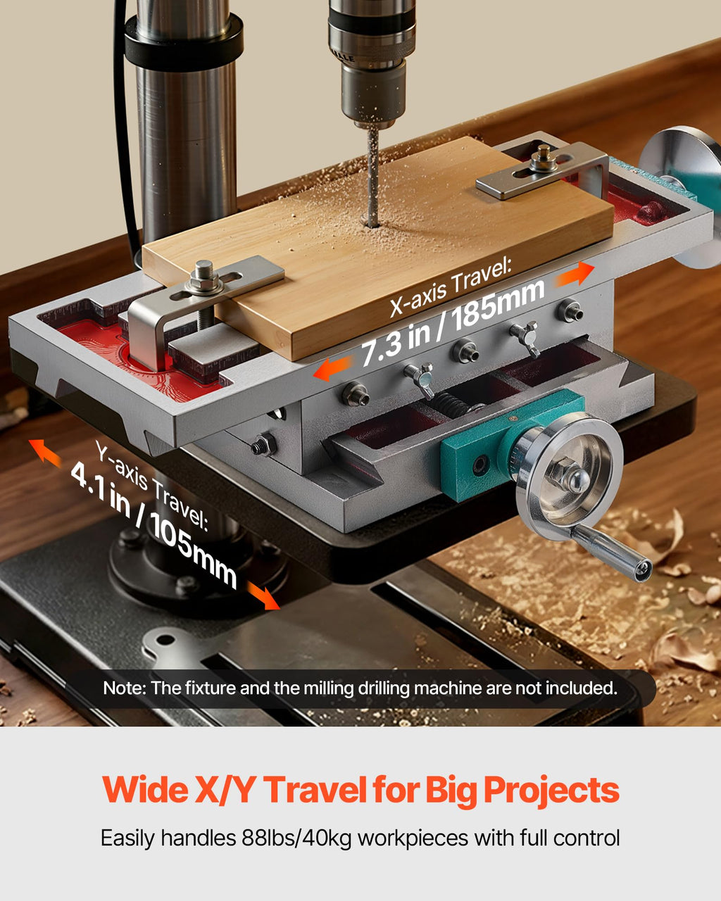Milling Working Table 17.7 X 6.7 Inch, Compound Milling Machine Work Table 2 Axis 4 Ways Move, Multifunction Milling