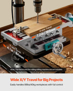 Milling Working Table 17.7 X 6.7 Inch, Compound Milling Machine Work Table 2 Axis 4 Ways Move, Multifunction Milling