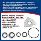 Whole Parts Commercial Washer Bearing Kit Part# 212/00100/00, 152/10117/01