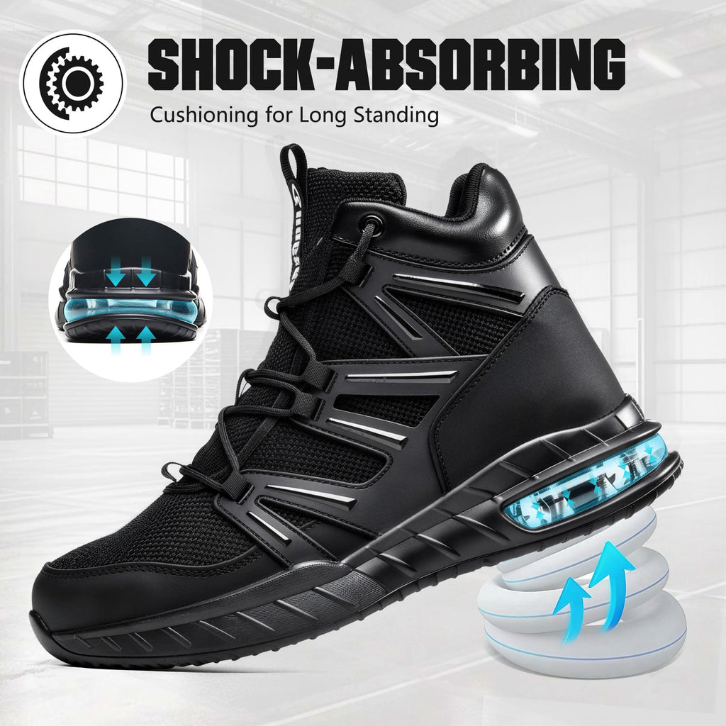 Steel Toe Boots for Men, Cushioned Safety Work Shoes