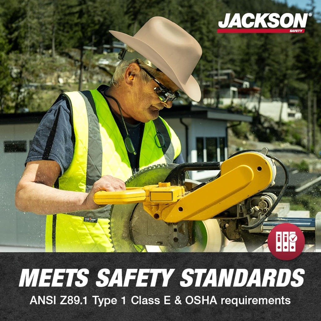 Full Brim Cowboy Hard Hat, ANSI Z89.1 Type 1 & OSHA | Cowboy-style Safety Helmet with Extra-Wide Sun Shade Brim &