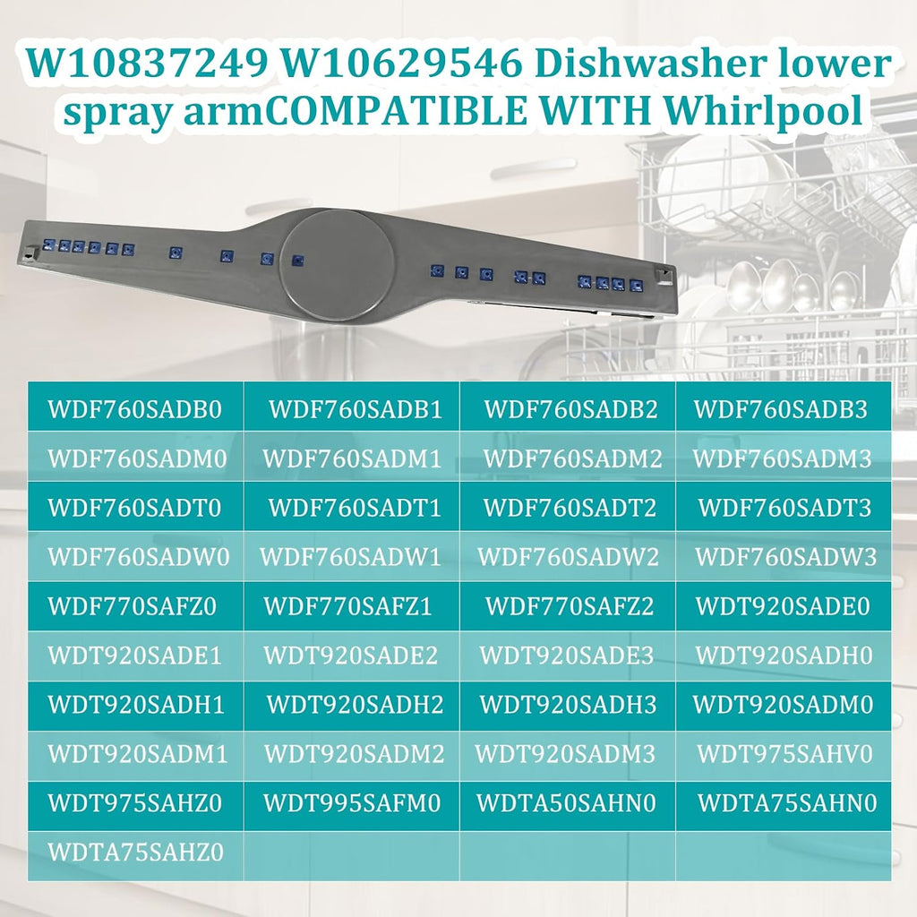1PCS-W10837249 Dishwasher Lower Spray Arm Fits for Whirlpool