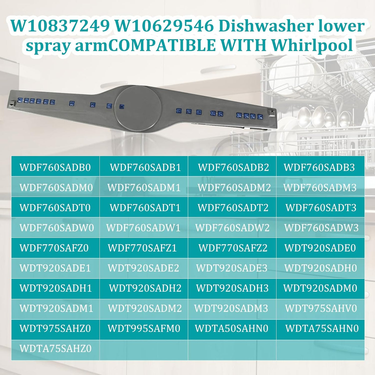 1PCS-W10837249 Dishwasher Lower Spray Arm Fits for Whirlpool