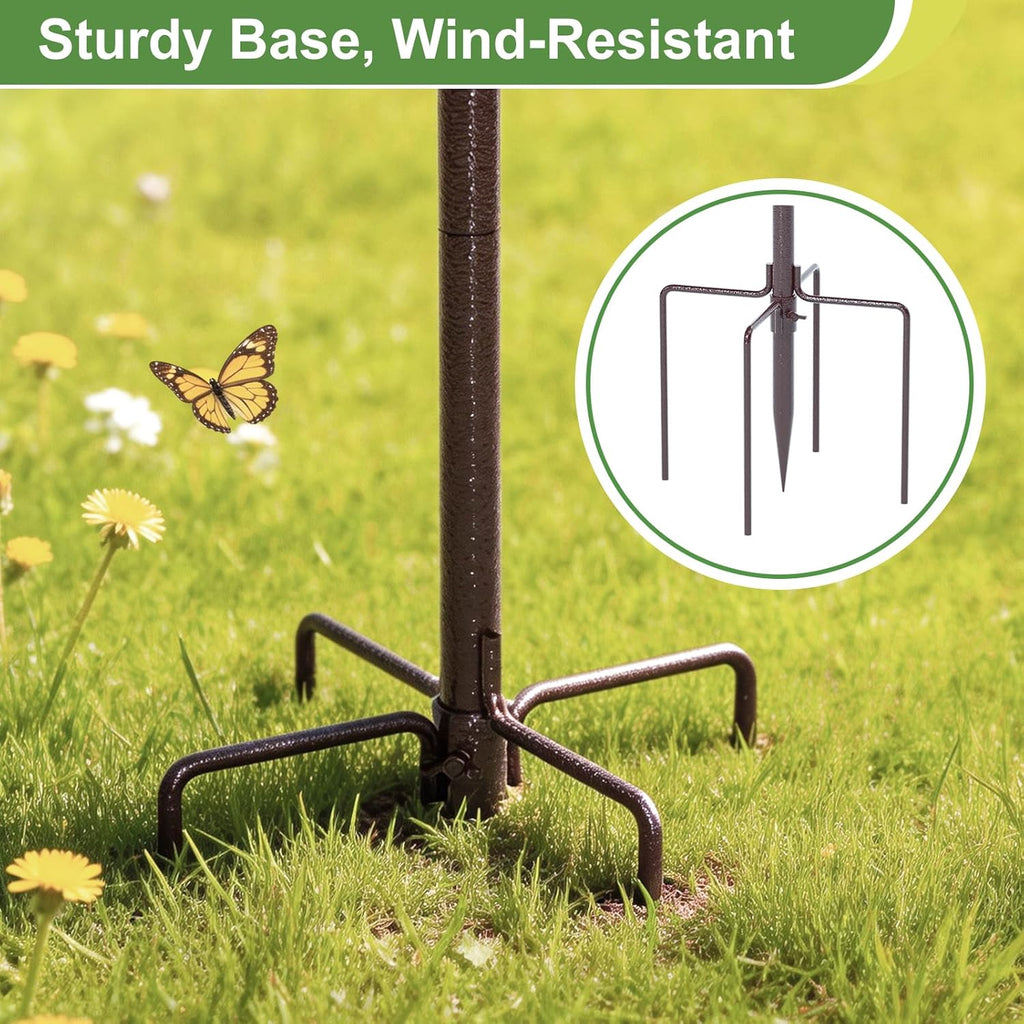 94" Bird Feeding Station Kit with Metal Squirrel Baffle, Heavy Duty Metal Bird Feeding Station with Seed Tray＆Mesh