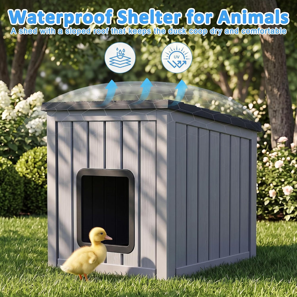 Duck House for Outside Waterproof Resin, Black