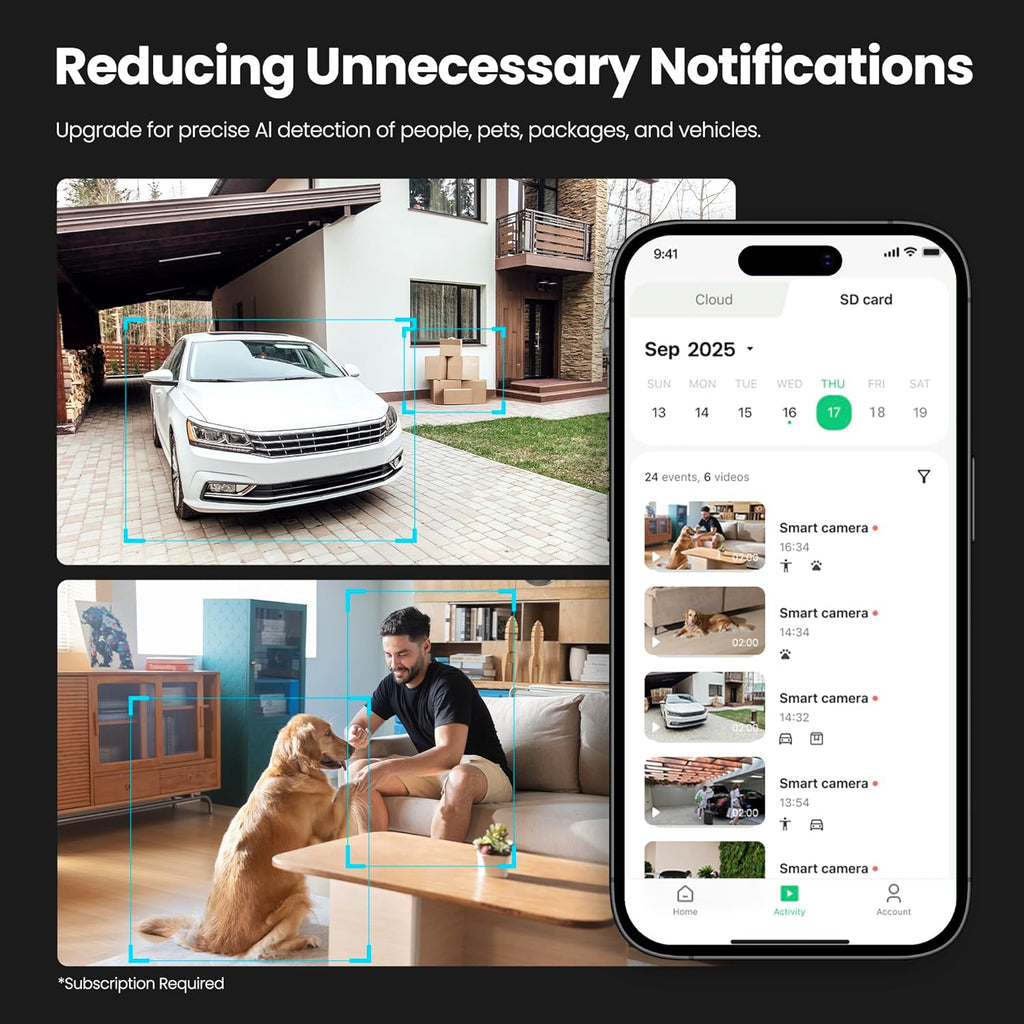2K Security Camera Indoor/Outdoor, Magnetic Wired Cameras for Home Security, Pet Camera, Baby Monitor, AI Detection