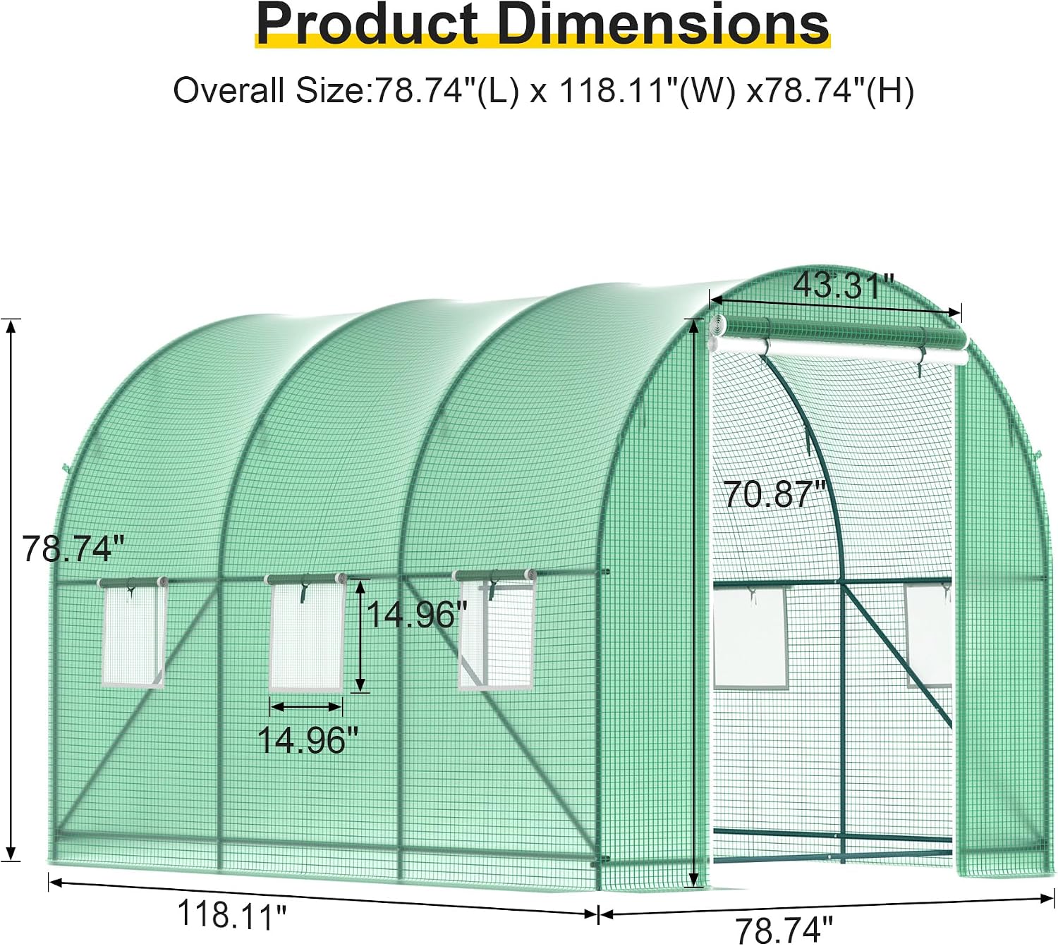 10x7x7 FT Walk-in Greenhouse for Outdoors for Winter Plant Protection,6-Ventilated Screen Window Portable Greenhouse