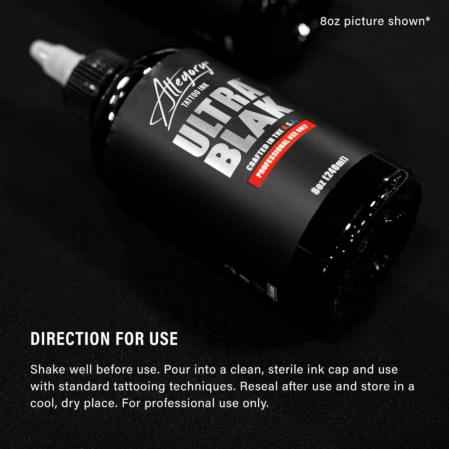 Tattoo Ink – Ultra Blak, Premium Black Tattoo Ink, Perfect for Lining and Shading, Smooth, Consistent Pigment, Vegan