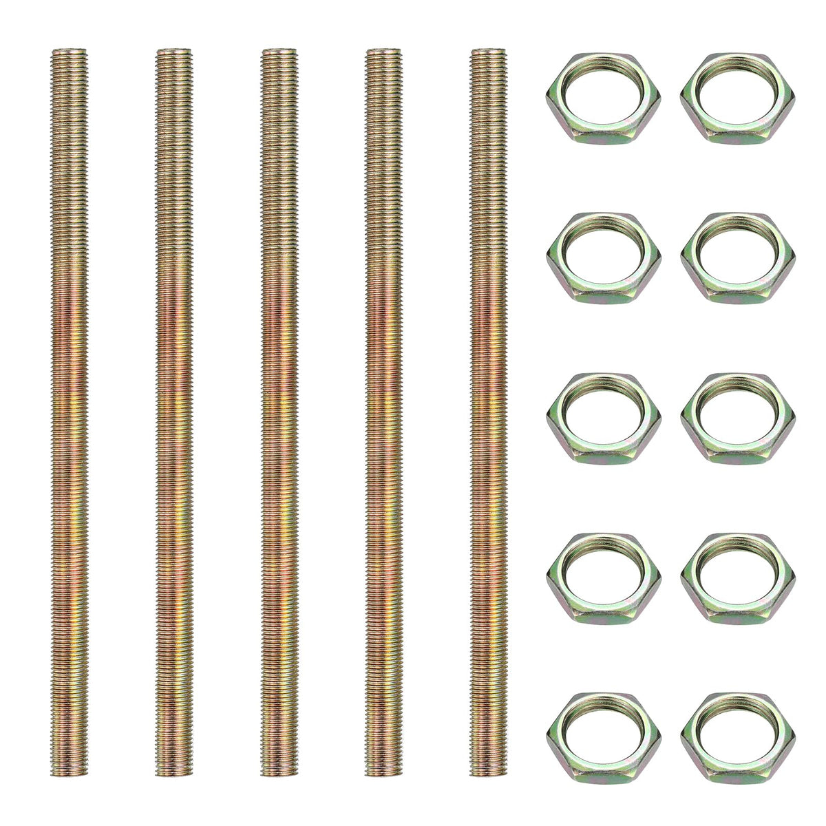 uxcell 5Pcs 1/4IP 14.6" Lamp Pipe Nipples with Lock Nut 1/4-18 Threaded