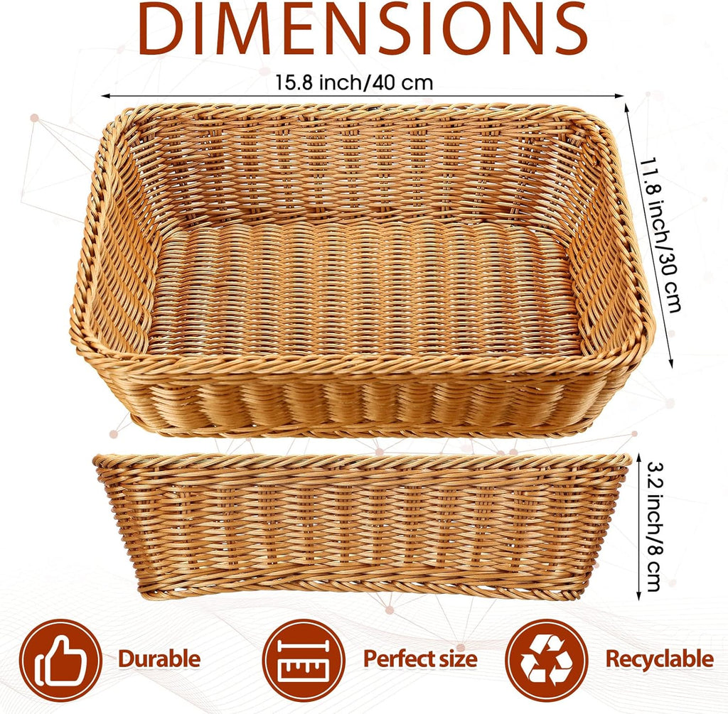 6 Pack Wicker Bread Baskets Woven Serving Basket, 15.8 Inch