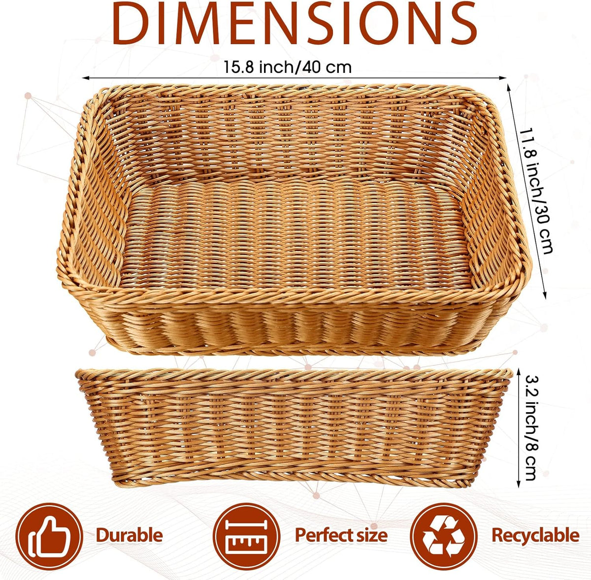 6 Pack Wicker Bread Baskets Woven Serving Basket, 15.8 Inch