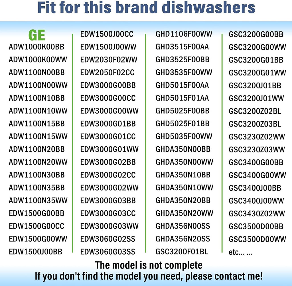 WD08X10057 Dishwasher Door Gasket Seal with WD8X228 WD8X227 Corner Baffles