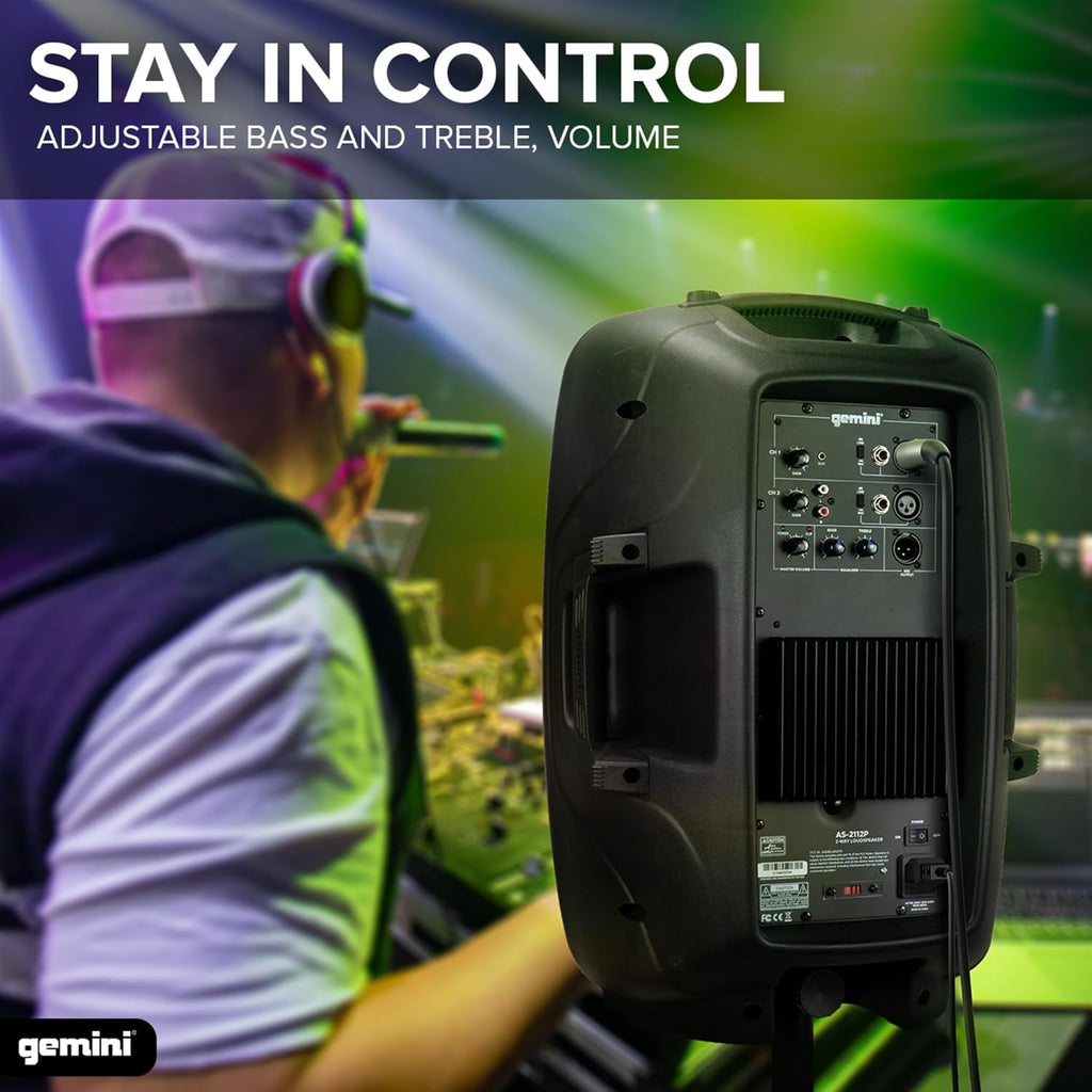 12" Powered PA Speaker, 800 Watts, Stage Monitor (AS-2112P) | 12" powered PA & stage monitor, 25 lb - XLR/1/4"