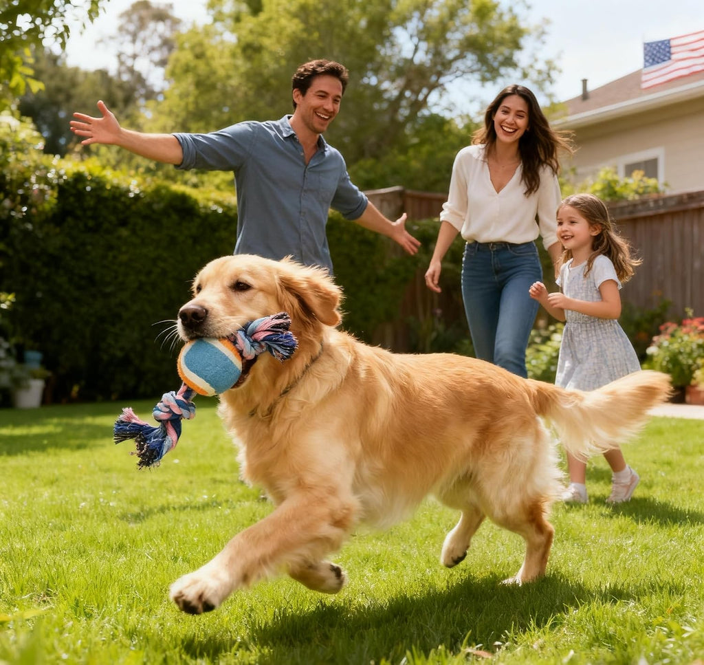 Rope Tennis Ball Toys for Aggressive Chewers, Durable Cotton Rope Tennis Ball Chew Toys for Small, Medium Dogs