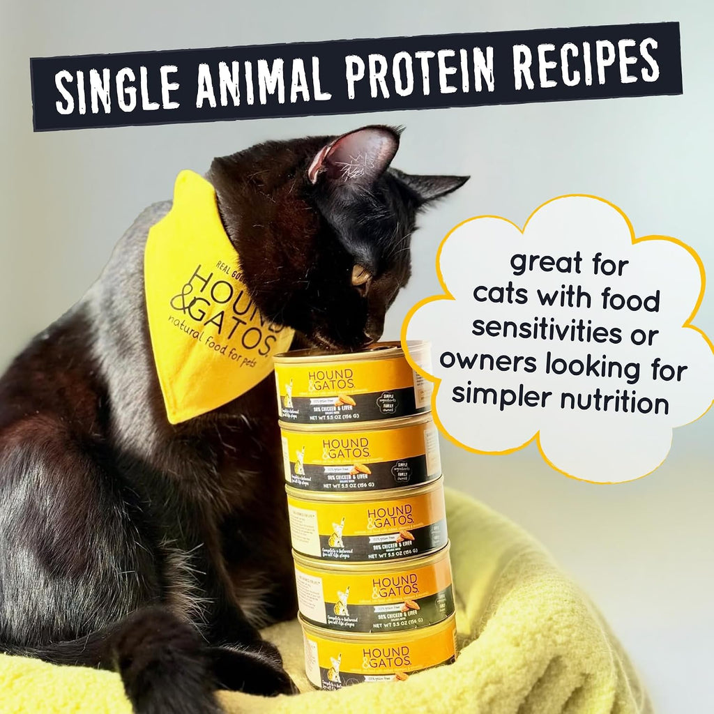 Chicken Wet Cat Food, Single Protein, 98% Real Meat Formula, Grain Free Limited Ingredient Cat Food, 5.5 oz Cans