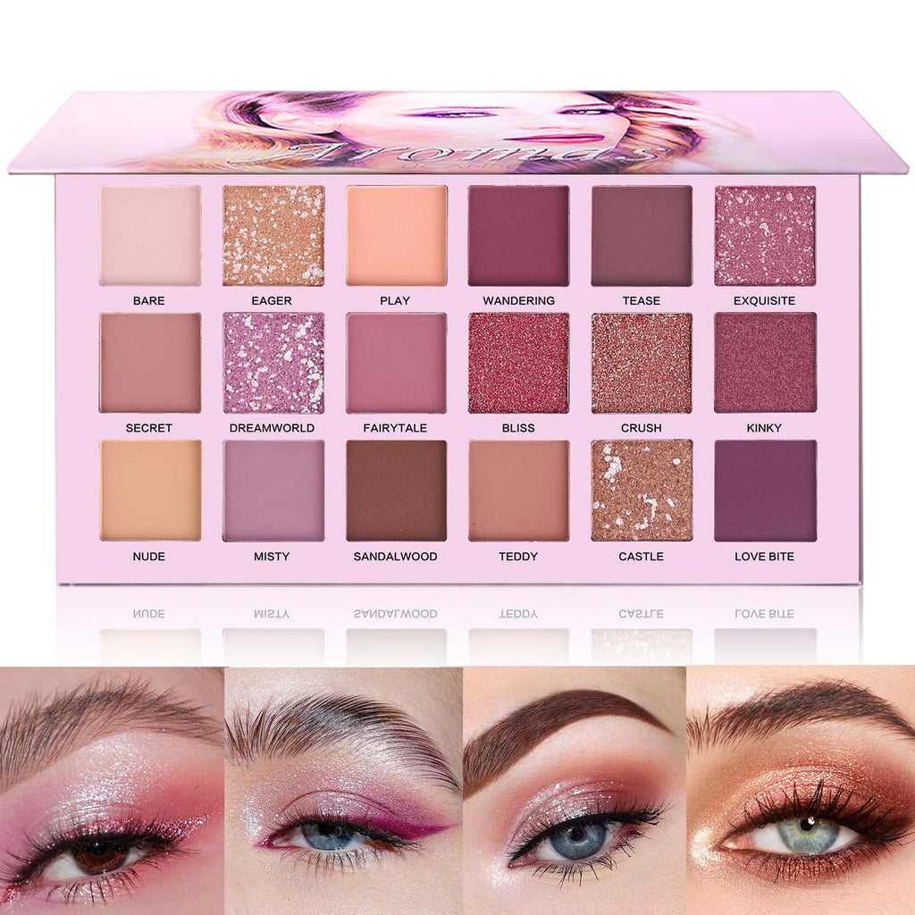 Professional 18 Colors Aromas Nude Eyeshadow Palette Long Lasting Multi Reflective Shimmer Matte Glitter Pressed