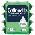 GentlePlus Flushable Wet Wipes with Aloe & Vitamin E, 4 Flip-Top Packs, 42 Wipes Per Pack (168 Total Wipes)