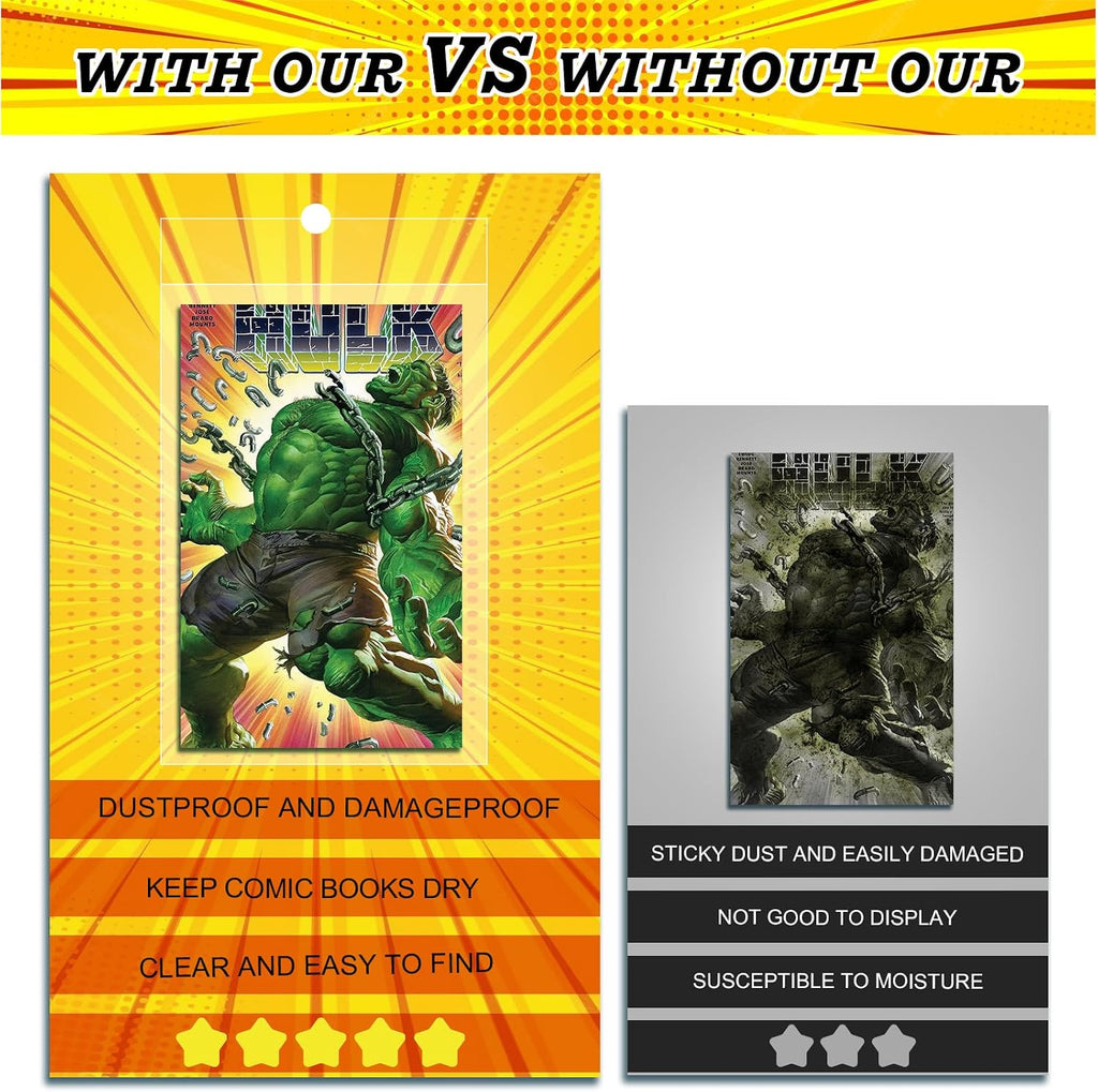 100ct Current Comic Bags and Boards - Reusable Modern Comic Sleeves | Protect Modern Comics from Scratches, Dust &