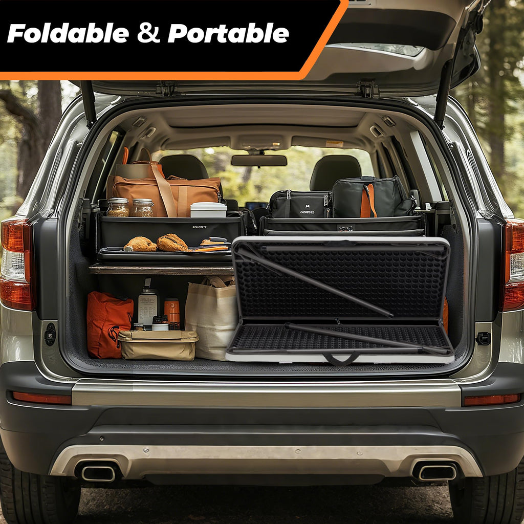 34" Folding Table, Portable Square Camping Card Table with Collapsible Legs & Carrying Handle, Plastic Tables for
