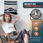 12 in High-Velocity Floor Fan,3 Speed,Adjustable Head,Metal,Heavy Duty