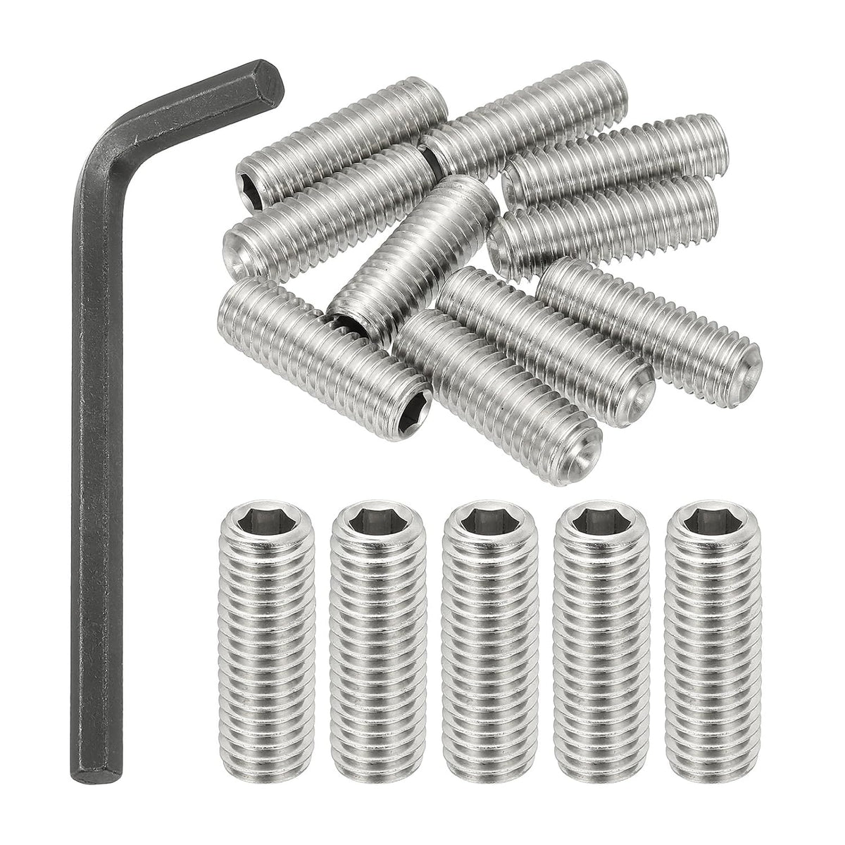PATIKIL 1/2-13x1-1/2 Hex Socket Grub Screws, 10 Pcs Cup Point Set Screw with Wrench