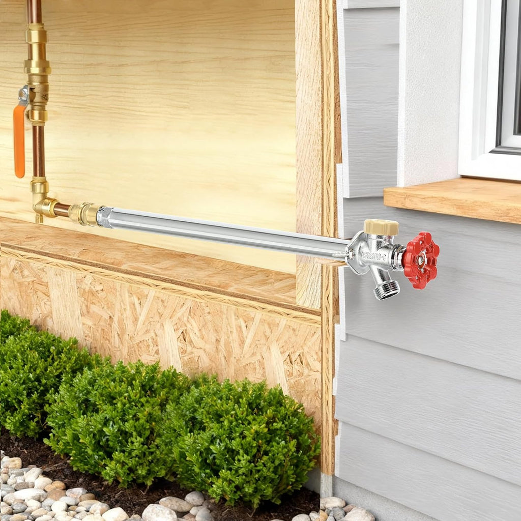 12 Inch Anti-Siphon Frost-Free Outdoor Sillcock, Lead-Free Brass Frost-Proof Faucet Bib with Backflow Preventer, 1/2"