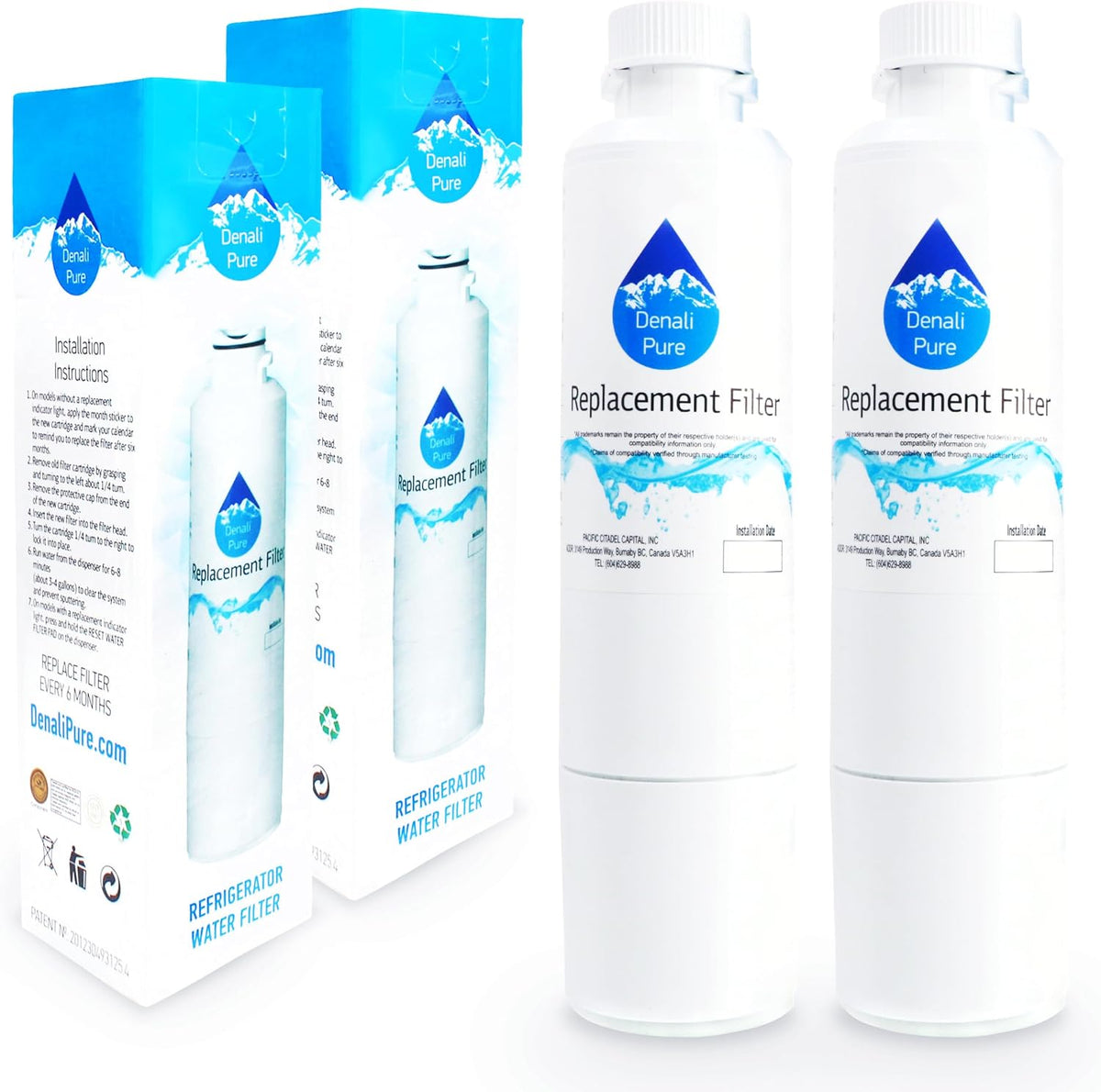 2x Replacement for Samsung RF260BEAESR/AA-0001 Refrigerator Water Filter