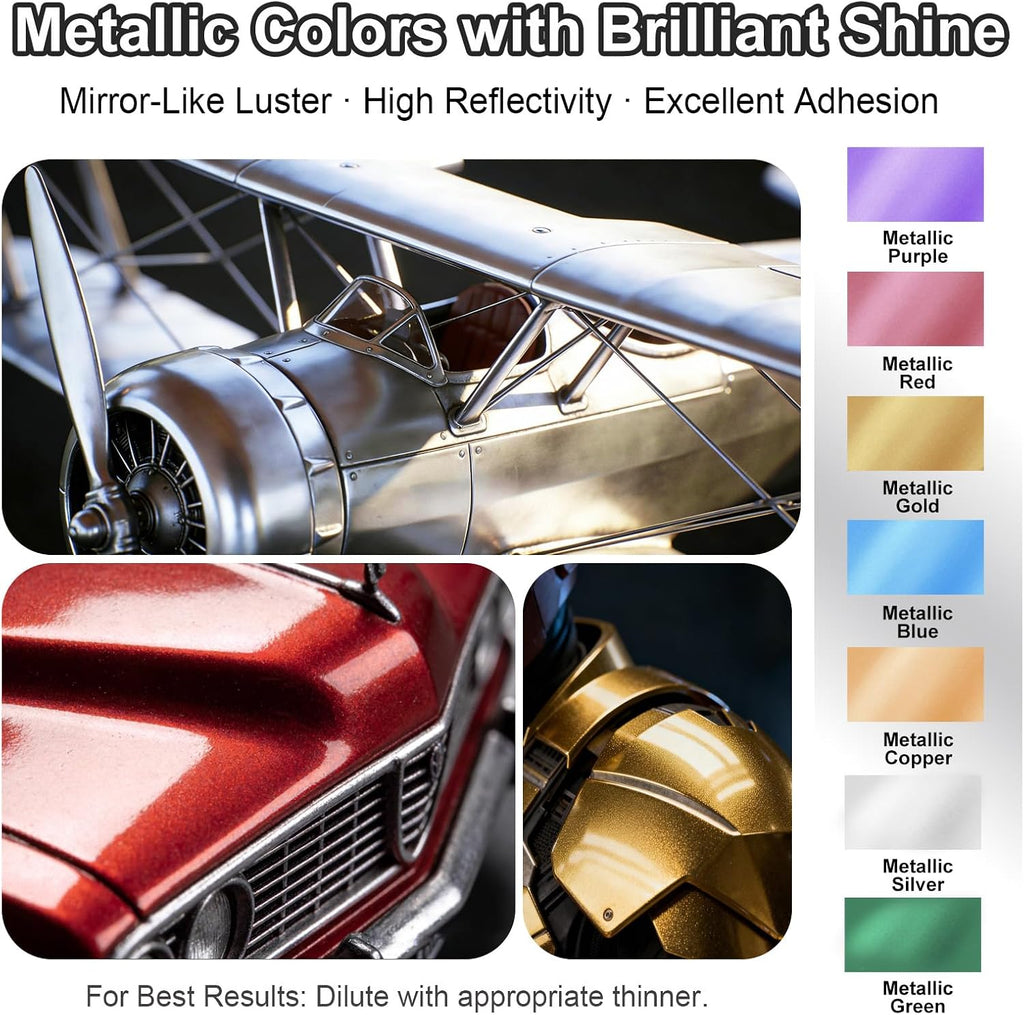 Airbrush Paint Set, 54 Acrylic Paints with 8.45 fl oz Thinner | Ready-to-Spray, Iridescent, Neon & Metallic Colors