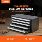 Drill Bit Dispenser Cabinet, Five-Drawer Drill Bit Dispenser, 60-Compartment Drill Bit Organizer Cabinet, Drill