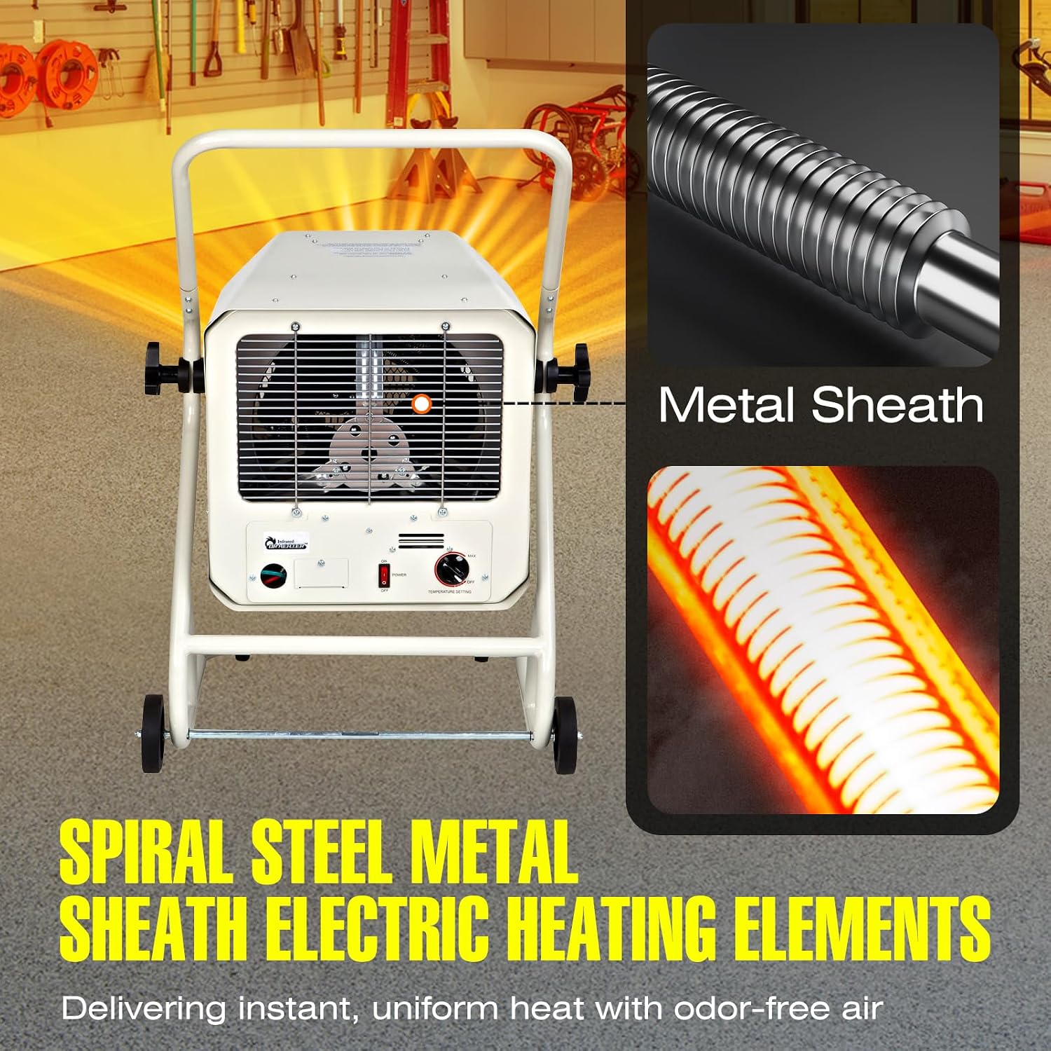 Dr. Heater Dr. Infrared DR-910M 10000-Watt 240-Volt Heavy-Duty Hardwired Shop Garage Heater with Cart and Adjustable
